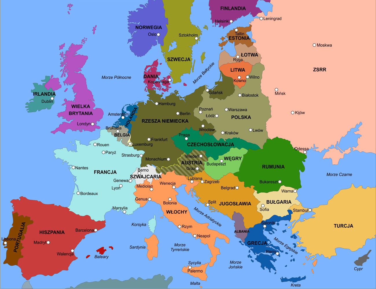 Mapa Europy Z 1939 Roku 46 Off Gbu