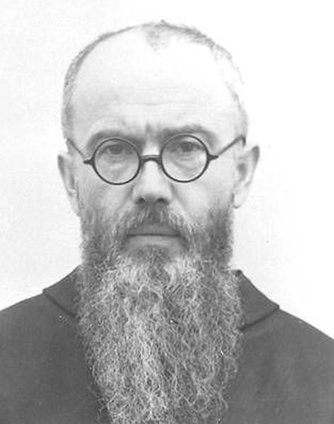 Father Maksymilian Maria Kolbe, in a habit, with a long beard and glasses.