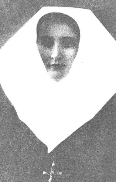 Sister Katarzyna Celestyna Faron wearing a habit and a coif on her head in the photo.