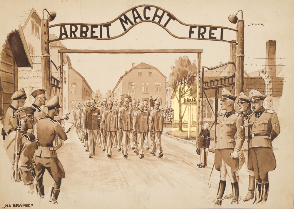 Auschwitz I. Gate with the inscription 