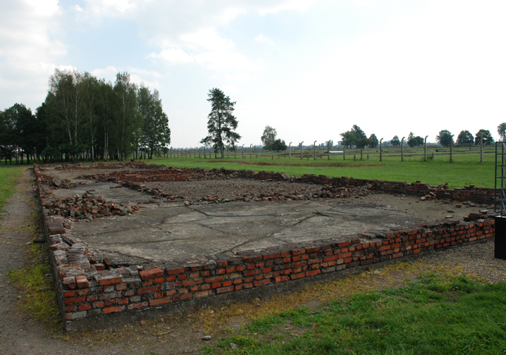 Ruins of crematorium and gas chamber number four. Outlines of the foundations.